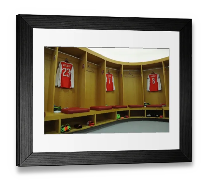 Framed Print : Arsenal FC Changing Room Before UEFA Champions League Clash with FC Bayern Munchen