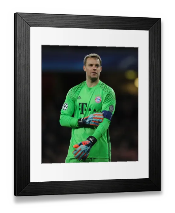 Framed Print : Manuel Neuer of Bayern Munich Faces Off Against Arsenal in Champions League Showdown Framed Print : Manuel Neuer of Bayern Munich Faces Off Against Arsenal in Champions League Showdown