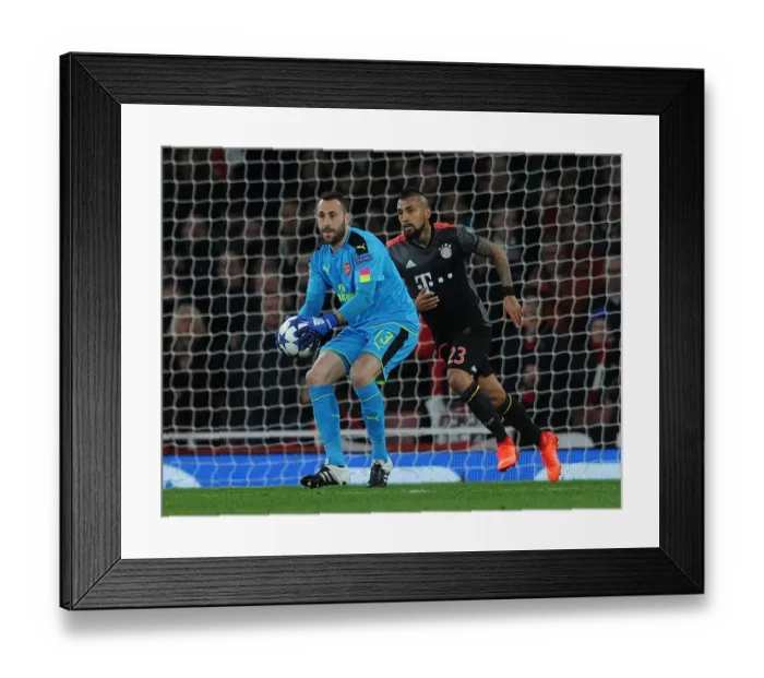 Framed Print : Arsenal's David Ospina Faces Off Against FC Bayern Munich in UEFA Champions League 2016-17