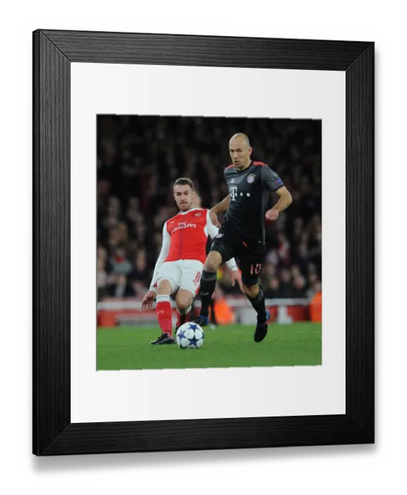 Framed Print : Arsenal's Ramsey Faces Off Against Robben in Champions League Showdown