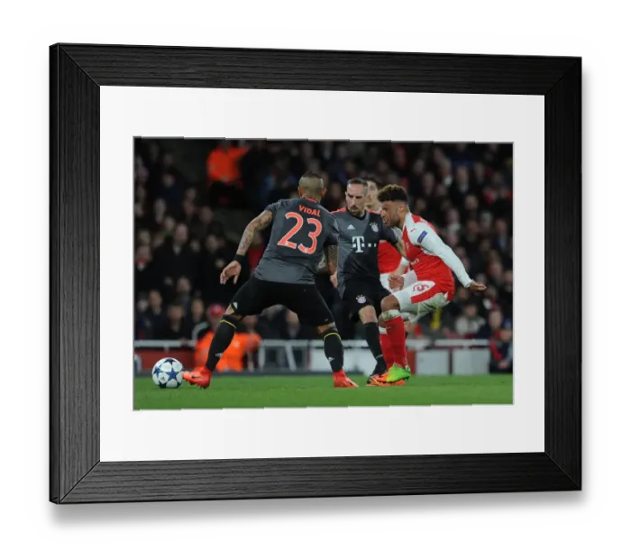 Framed Print : Champions League Clash: Oxlade-Chamberlain vs. Vidal - Arsenal vs. Bayern's Intense Battle (2016-17) Framed Print : Champions League Clash: Oxlade-Chamberlain vs. Vidal - Arsenal vs. Bayern's Intense Battle (2016-17)