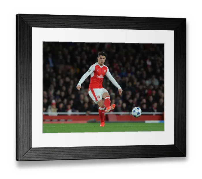 Framed Print : Granit Xhaka (Arsenal). Arsenal 1: 5 Bayern Munich Framed Print : Granit Xhaka (Arsenal). Arsenal 1: 5 Bayern Munich