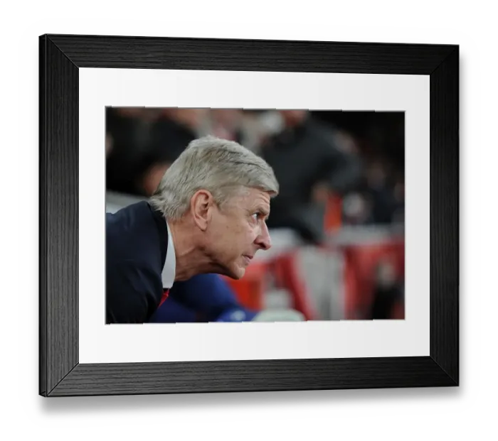 Framed Print : Arsene Wenger the Arsenal Manager. Arsenal 1: 5 Bayern Munich. UEFA Champions League Framed Print : Arsene Wenger the Arsenal Manager. Arsenal 1: 5 Bayern Munich. UEFA Champions League