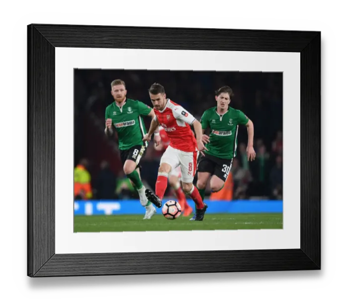 Framed Print : Arsenal's Aaron Ramsey Scores Past Lincoln's Power and Woodyard in FA Cup Quarter-Final