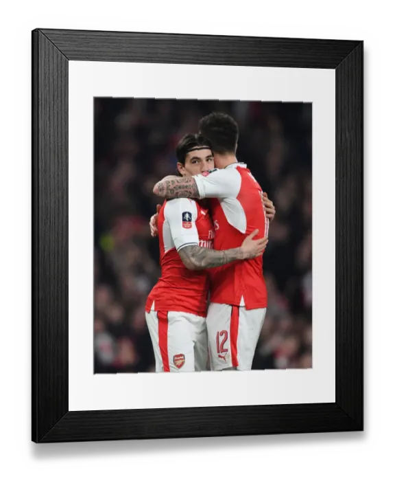 Framed Print : Arsenal's Olivier Giroud and Hector Bellerin Celebrate Goals in Emirates FA Cup Quarter-Final vs. Lincoln City Framed Print : Arsenal's Olivier Giroud and Hector Bellerin Celebrate Goals in Emirates FA Cup Quarter-Final vs. Lincoln City