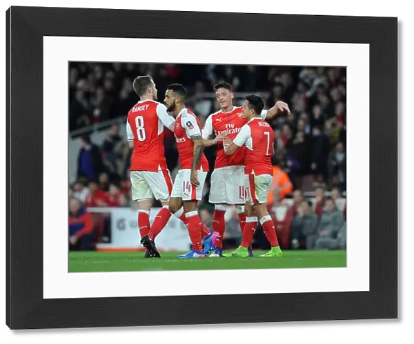 Arsenal's Ozil and Sanchez Celebrate Third Goal in FA Cup Quarter-Final vs. Lincoln City