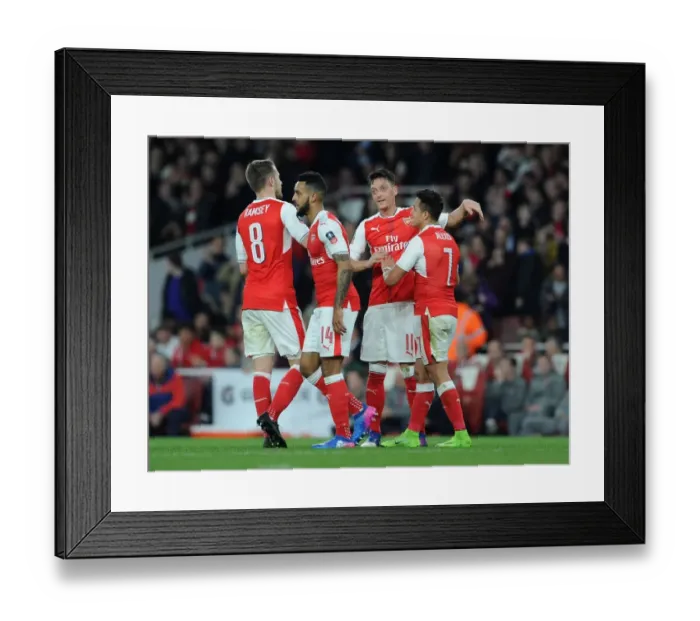 Framed Print : Arsenal's Ozil and Sanchez Celebrate Third Goal in FA Cup Quarter-Final vs. Lincoln City Framed Print : Arsenal's Ozil and Sanchez Celebrate Third Goal in FA Cup Quarter-Final vs. Lincoln City
