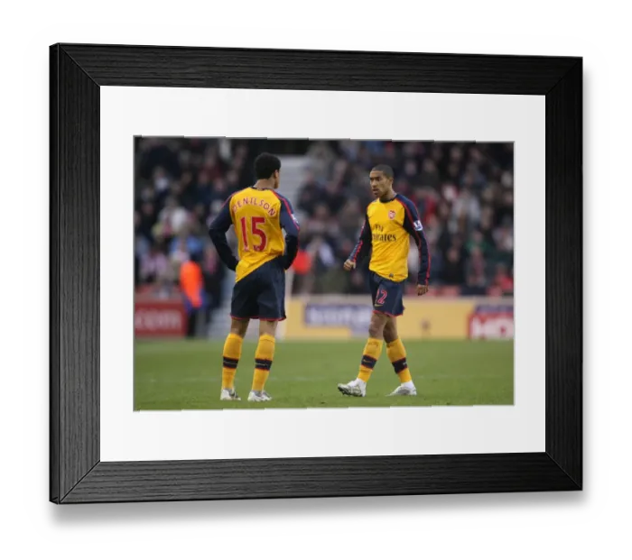 Framed Print : Clichy and Denilson Lead Arsenal to Victory: Stoke City 1-2 Arsenal, Premier League, 2008