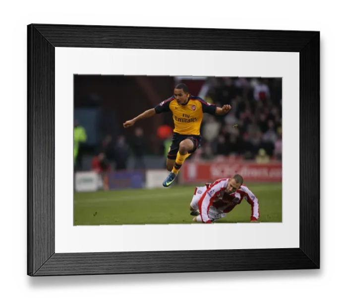 Framed Print : Theo Walcott (Arsenal) Danny Higginbotham (Stoke) Framed Print : Theo Walcott (Arsenal) Danny Higginbotham (Stoke)