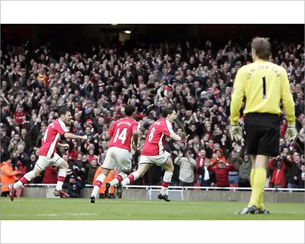 Samir Nasri celebrates scoring Arsenal and his 2nd