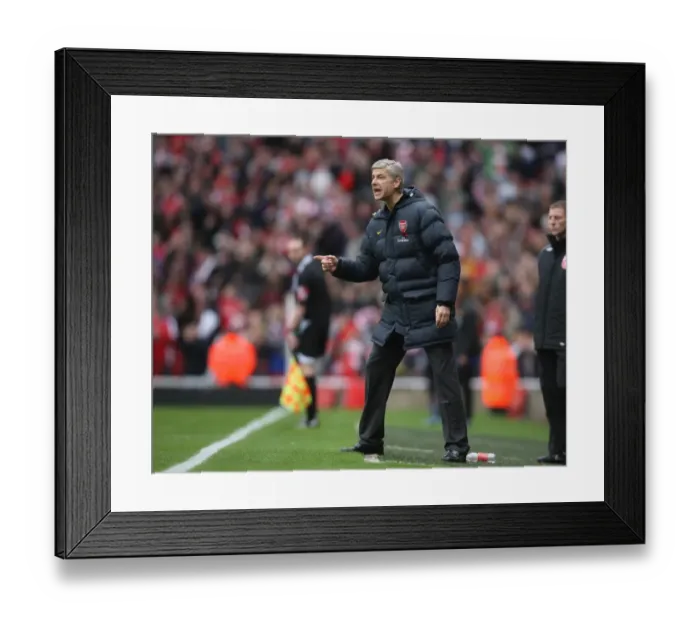 Framed Print : Arsene Wenger in Action: Arsenal's Victory over Manchester United, 2008 Framed Print : Arsene Wenger in Action: Arsenal's Victory over Manchester United, 2008