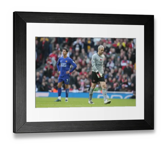 Framed Print : Injured Arsenal goalkeeper Manuel Almunia leaves the field
