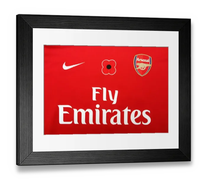 Framed Print : Arsenal shirt with an embroided poppy