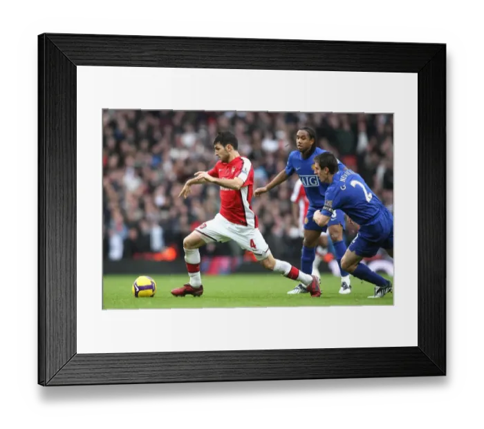 Framed Print : Cesc Fabregas (Arsenal) Gary Neville and Anderson (Manchester United)