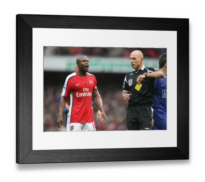 Framed Print : William Gallas (Arsenal) talks with referee Howard Webb
