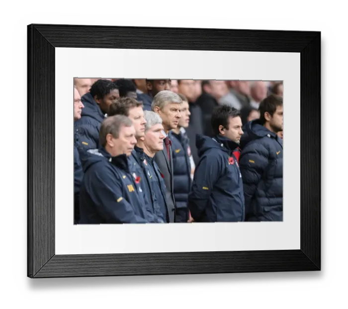 Framed Print : Arsenal manager Arsene Wenger and his staff during Framed Print : Arsenal manager Arsene Wenger and his staff during