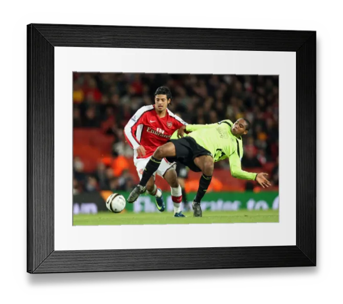 Framed Print : Arsenal's Carlos Vela Scores Twice in 3:0 Carling Cup Victory over Wigan's Wilson Palacios