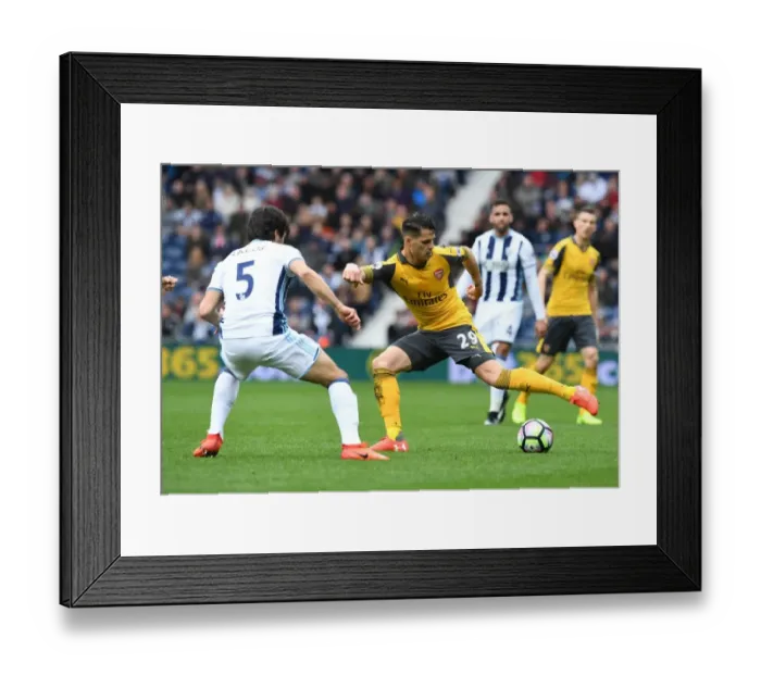 Framed Print : Clash of Midfielders: Xhaka vs Yacob - West Bromwich Albion vs Arsenal, Premier League 2016-17 Framed Print : Clash of Midfielders: Xhaka vs Yacob - West Bromwich Albion vs Arsenal, Premier League 2016-17