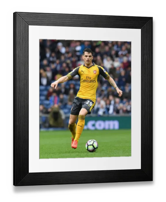 Framed Print : Granit Xhaka in Action: Arsenal vs. West Bromwich Albion, Premier League 2016-17