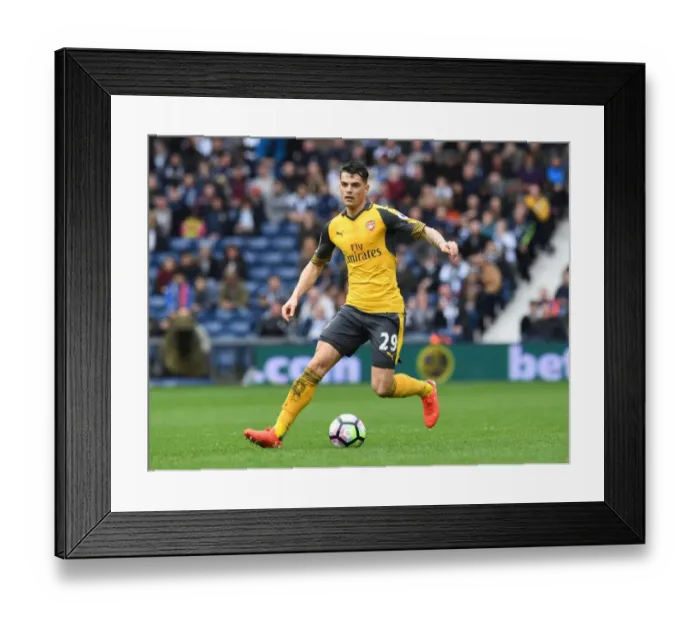 Framed Print : Granit Xhaka: Arsenal Star in Action Against West Bromwich Albion, Premier League 2016-17