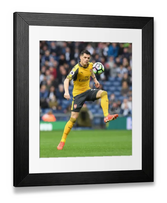 Framed Print : Granit Xhaka: Arsenal Midfielder in Action against West Bromwich Albion, Premier League 2016-17