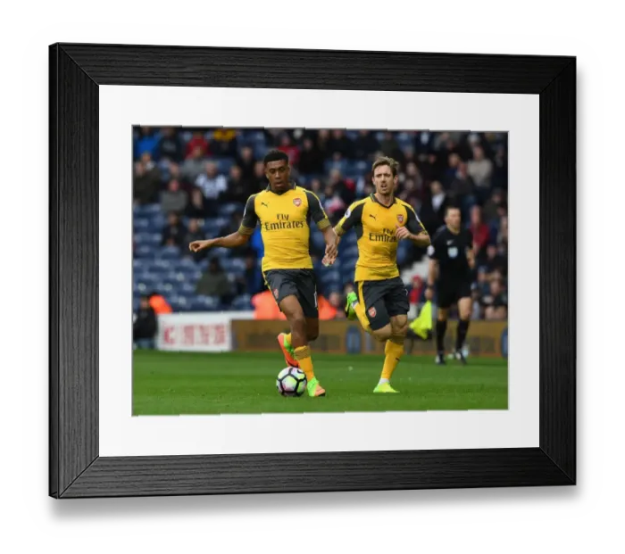 Framed Print : Arsenal's Alex Iwobi and Nacho Monreal in Action against West Bromwich Albion, Premier League 2016-17