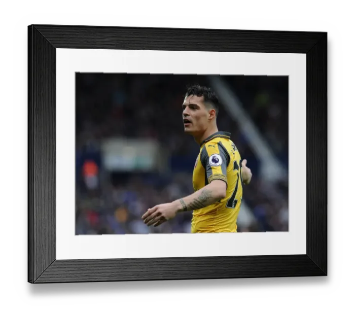Framed Print : Granit Xhaka: Premier League Action Against West Bromwich Albion (2016-17)