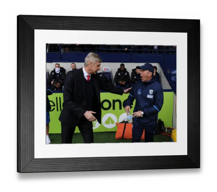 Framed Print : Arsene Wenger and Tony Pulis: A Pre-Match Handshake Before Arsenal vs. West Bromwich Albion (2017)