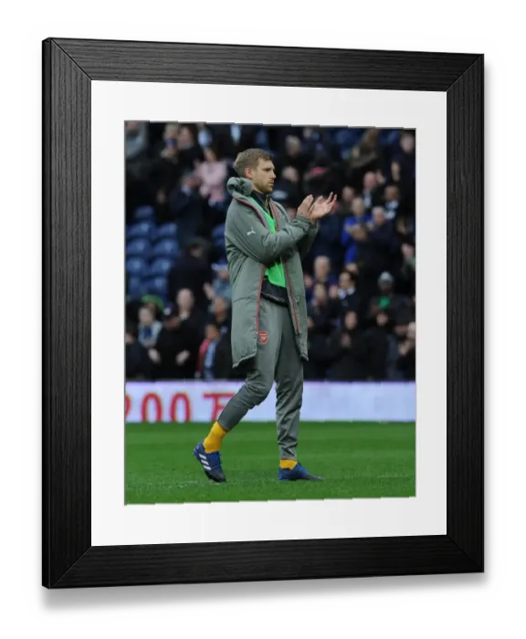 Framed Print : Per Mertesacker (Arsenal) claps the fans after the match. West Bromwich Albion 3