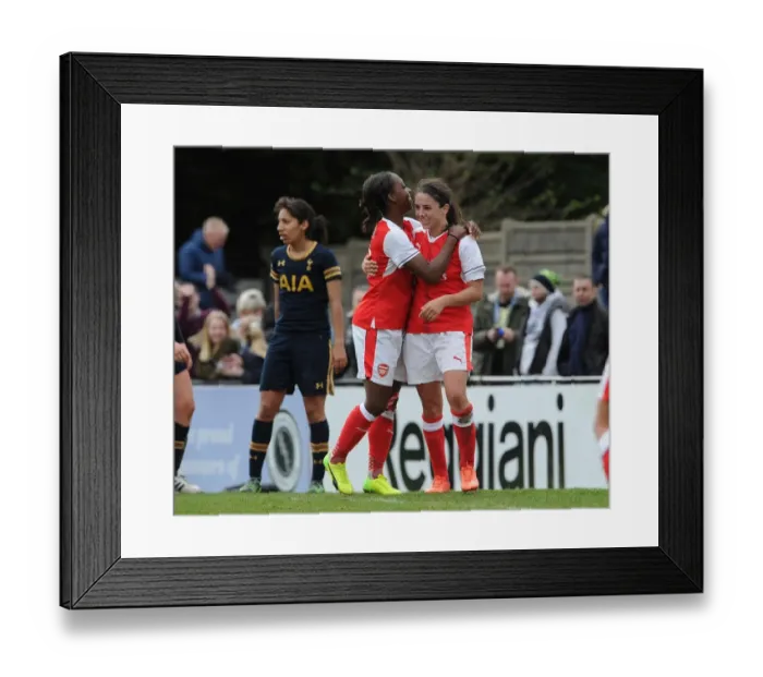 Framed Print : Arsenal Ladies Celebrate Goal: Carter and Van de Donk's Strike against Tottenham Hotspur in FA Cup