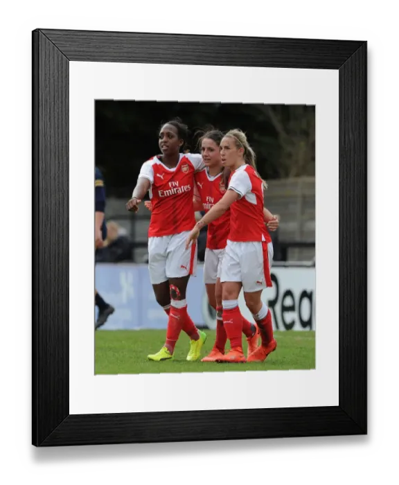 Framed Print : Arsenal Ladies Triumph: Van de Donk, Carter, Nobbs Celebrate FA Cup Goal Against Tottenham