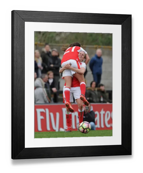 Framed Print : Arsenal Ladies Van de Donk and O'Reilly: Unstoppable Goal Scoring Duo Celebrates in FA Cup Clash Against Tottenham Hotspur Ladies