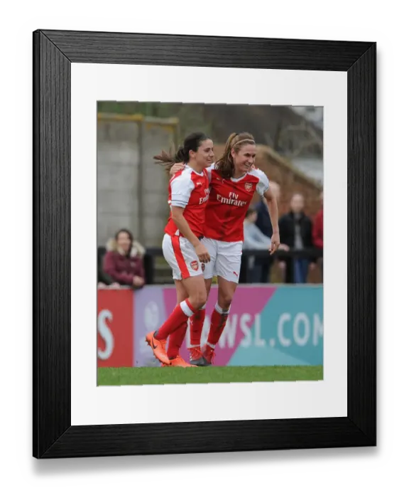 Framed Print : Arsenal Ladies vs. Tottenham Hotspur Ladies: Van de Donk and O'Reilly's Euphoric Goal Celebration in FA Cup Clash: A Moment of Triumph for Danielle van de Donk and Heather O'Reilly Framed Print : Arsenal Ladies vs. Tottenham Hotspur Ladies: Van de Donk and O'Reilly's Euphoric Goal Celebration in FA Cup Clash: A Moment of Triumph for Danielle van de Donk and Heather O'Reilly