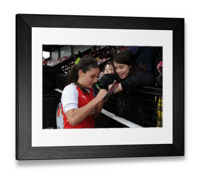 Framed Print : Danielle van de Donk Signing Autographs: Arsenal Ladies vs. Tottenham Hotspur Ladies FA Cup 2017