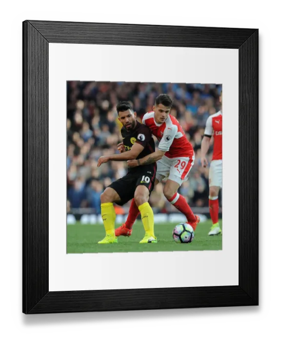 Framed Print : Clash of Titans: Xhaka vs. Aguero - Arsenal vs. Manchester City, Premier League