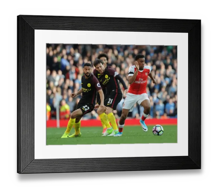 Framed Print : Arsenal vs Manchester City: Iwobi Clashes with Silva and Clichy