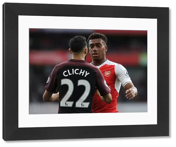 Arsenal's Alex Iwobi and Manchester City's Gael Clichy Share a Moment after Intense Rivalry
