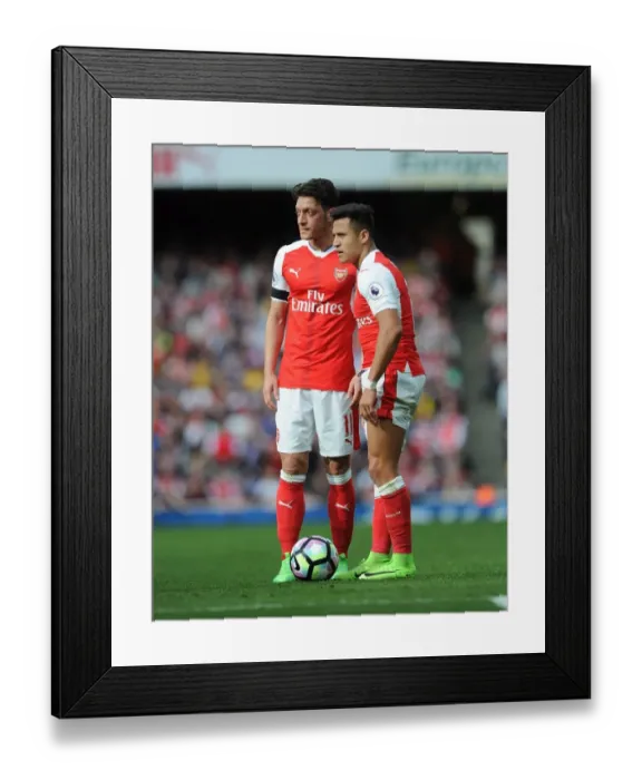 Framed Print : Mesut Ozil and Alexis Sanchez: A Dynamic Duo in Arsenal's Battle Against Manchester City, 2016-17