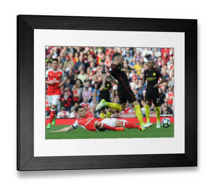 Framed Print : Clash of Titans: Xhaka vs. Otamendi - Arsenal vs. Manchester City, Premier League