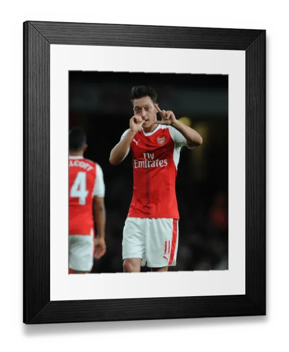 Framed Print : Mesut Ozil's Epic Goal Celebration: Arsenal vs. West Ham United, Premier League 2016-17