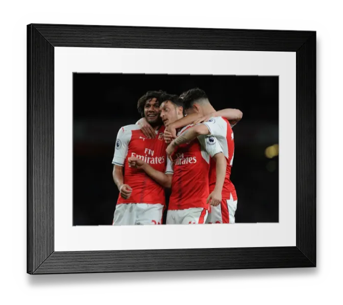 Framed Print : Mesut Ozil and Mohamed Elneny Celebrate Goal for Arsenal against West Ham United, 2016-17