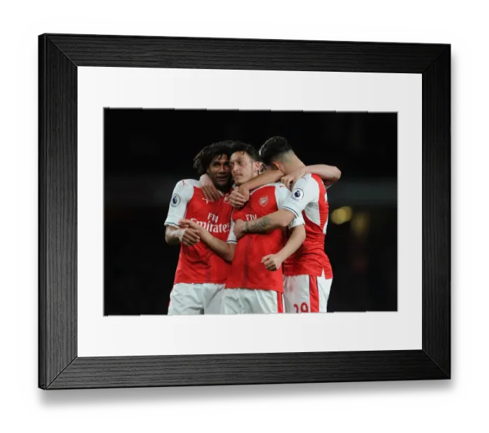 Framed Print : Arsenal's Unstoppable Partnership: Ozil and Elneny Celebrate Goal vs. West Ham United, 2016-17