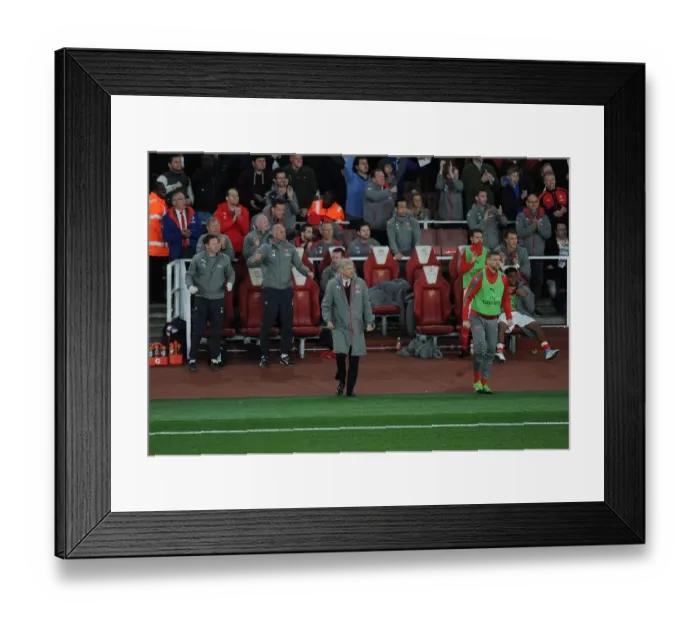 Framed Print : Arsene Wenger and Per Mertesacker: Celebrating Arsenal's First Goal Against West Ham United (2016-17)