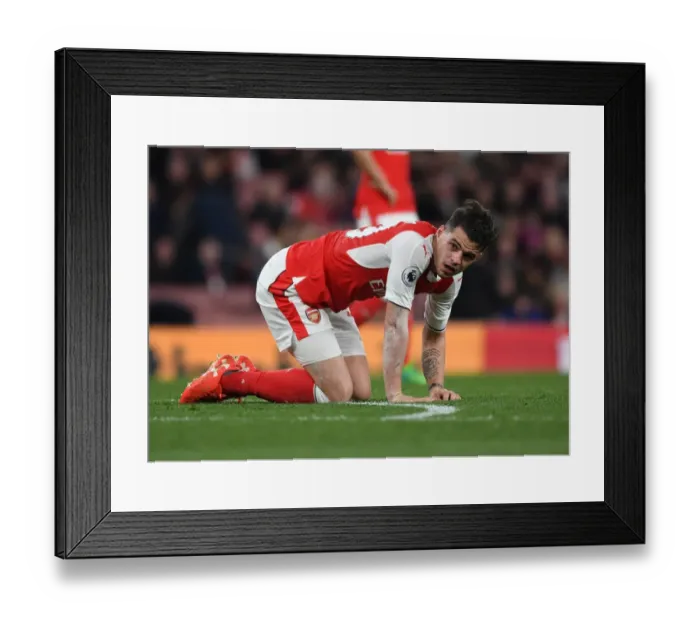 Framed Print : Granit Xhaka in Action: Arsenal vs. West Ham United, Premier League 2016-17