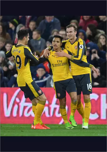 Arsenal's Triumph: Sanchez, Xhaka, Holding Celebrate Goal vs. Middlesbrough (2016-17)