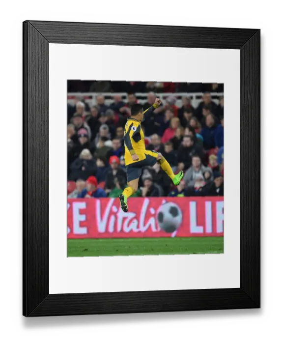 Framed Print : Alexis Sanchez Scores First Goal: Middlesbrough vs. Arsenal, Premier League 2016-17 Framed Print : Alexis Sanchez Scores First Goal: Middlesbrough vs. Arsenal, Premier League 2016-17