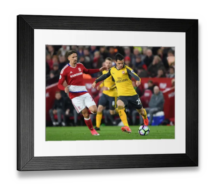 Framed Print : Granit Xhaka vs Gaston Ramirez: Battle in the Midfield - Middlesbrough vs Arsenal, Premier League 2016-17