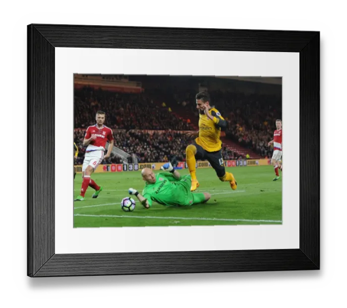 Framed Print : Clash at Riverside: Giroud vs. Guzan - Middlesbrough vs. Arsenal, Premier League 2016-17