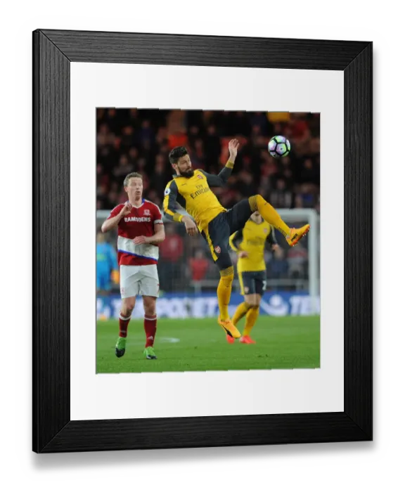 Framed Print : Head-to-Head: Olivier Giroud vs Grant Leadbitter - Middlesbrough vs Arsenal, Premier League 2016-17