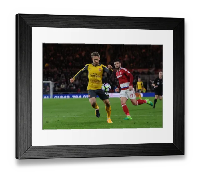 Framed Print : Monreal Under Pressure: Middlesbrough vs. Arsenal, Premier League 2016-17 Framed Print : Monreal Under Pressure: Middlesbrough vs. Arsenal, Premier League 2016-17